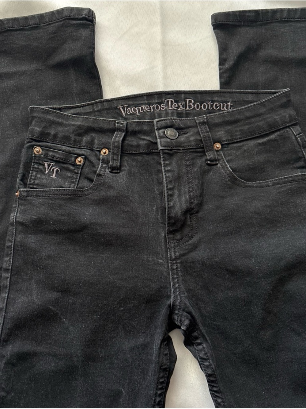 Vaqueros Tex Bootcut Black Jeans - VT Embroidered